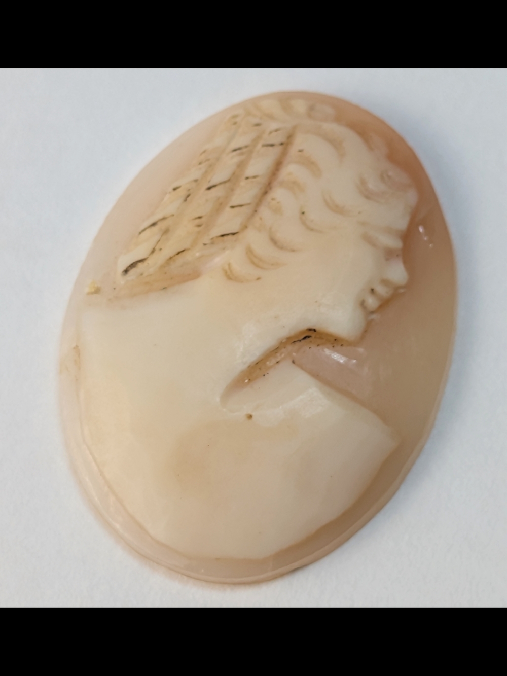 Vintage Authentic‎ Italian Peach Cameo Shell Carving Unset